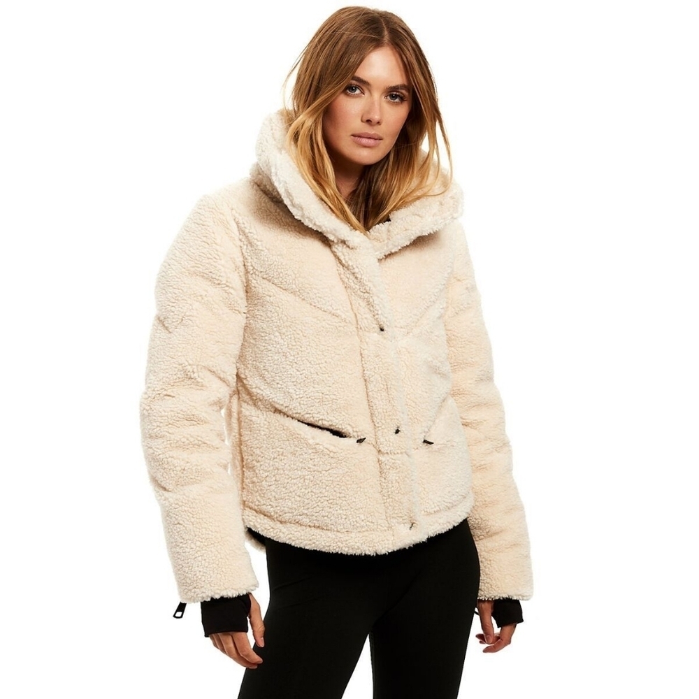 SAM. New York Sherpa Athlete Down Jacket Women's Puffer In Cream Size Small